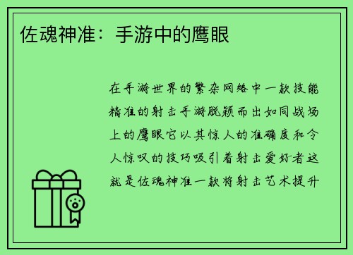 佐魂神准：手游中的鹰眼